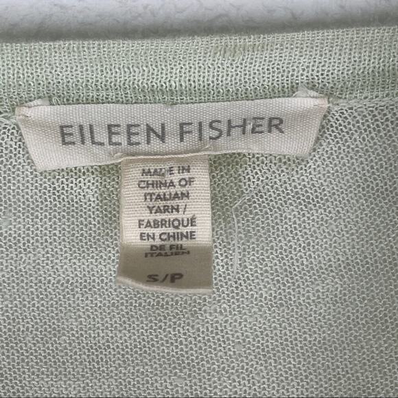 Eileen Fisher Asymmetric Linen Blend Crepe Tunic in Mint Green Small - Picture 4 of 7